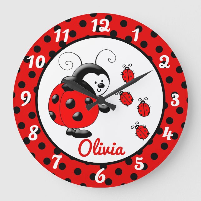 Ladybugs Large Clock (Front)