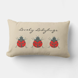Ladybugs Lovely Trio of Ladybugs Lumbar Pillow