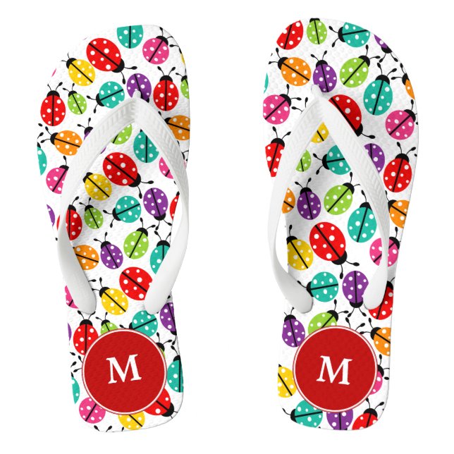 Ladybugs Monogrammed Flip-flops Jandals (Footbed)