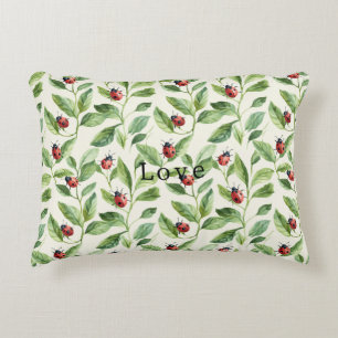 Ladybugs on Green Leaves Garden Decorative Cushion