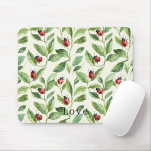 Ladybugs on Green Leaves Garden Mouse Pad
