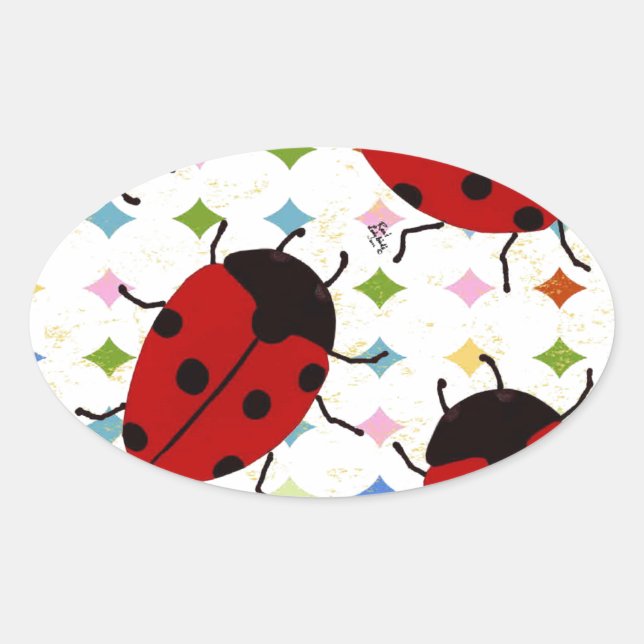 LADYBUGS OVAL STICKER (Front)