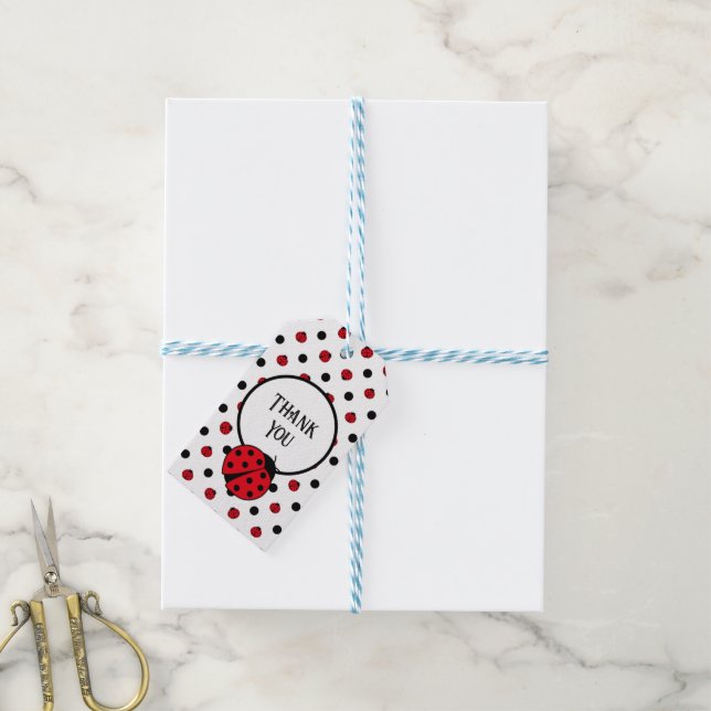 Ladybugs retro polka dots    gift tags (With Twine)