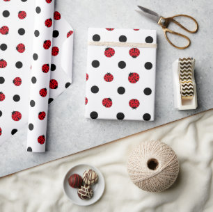 Ladybugs retro polka dots  wrapping paper