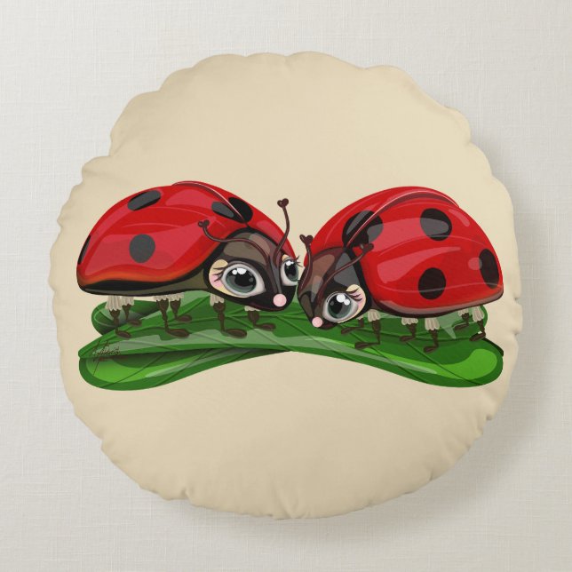 Ladybugs  round cushion (Front)