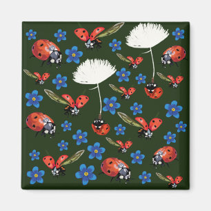 Ladybugs Spring Square Magnet