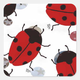 LADYBUGS SQUARE STICKER