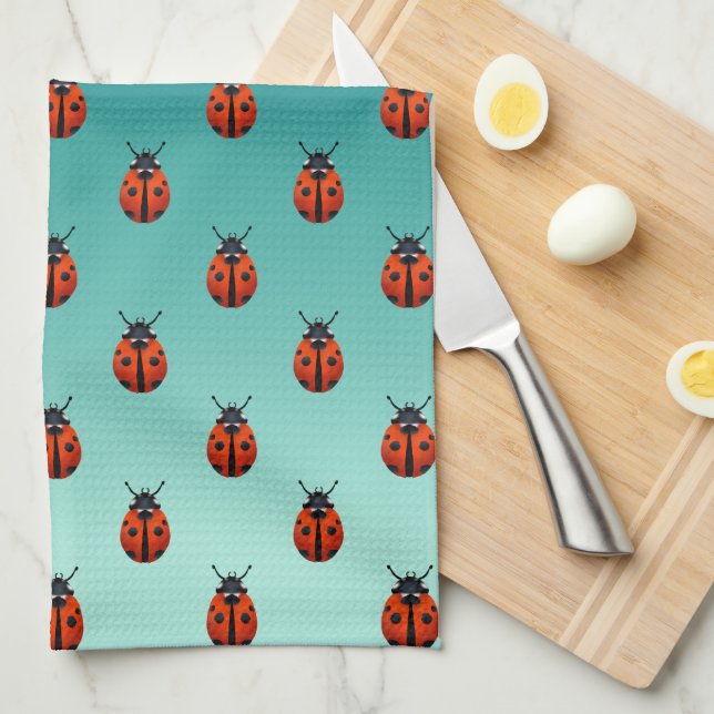 Ladybugs Tea Towel (Quarter Fold)