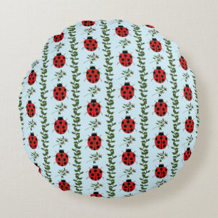 Ladybugs & Vines Nursery - Clear Skies Light Blue Round Cushion