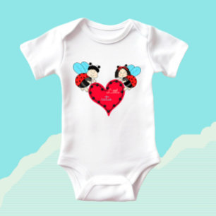 Ladybugs with heart baby bodysuit