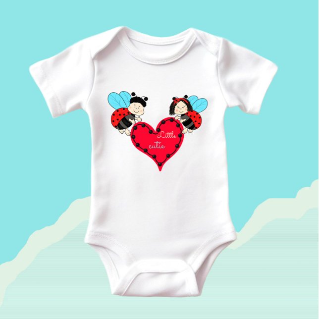Ladybugs with heart baby bodysuit (Creator Uploaded)