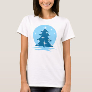 Lady's Blue Christmas Shirts Blue Tree T-Shirts
