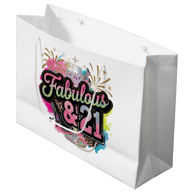 Lady's Fabulous 21st Birthday party Large Gift Bag (Front Angled)