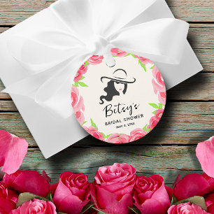 Lady's Hat Watercolor Roses Derby Bridal Shower Favour Tags