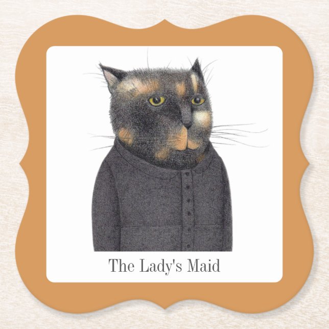 LADY'S MAID CAT Bracket Paper Coasters + Text (Front)