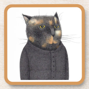 LADY'S MAID CAT Hard Plastic Coasters