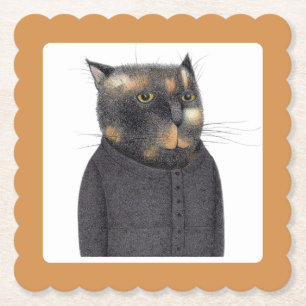 LADY'S MAID CAT Scallop Square Coasters