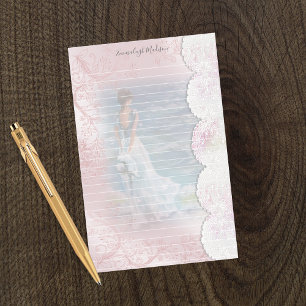 Ladys Ocean View Faux Lace Lined Stationery