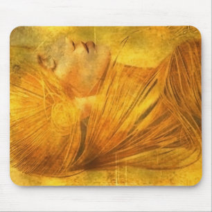 Lady's portrait in tints of gold mouse pad