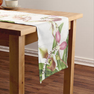 Ladys Slipper Orchid Flowers Floral Table Runner