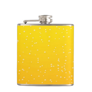 Lager Beer with Tiny Bubbles Background Art Hip Flask