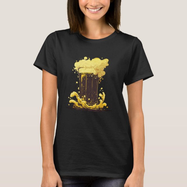 Lager Drinking Frothy Headed Beer Lovers Pint Glas T-Shirt (Front)