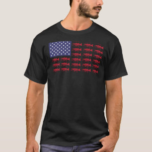 Lagermouth Bass Vintage Usa Fish American Flag Fis T-Shirt