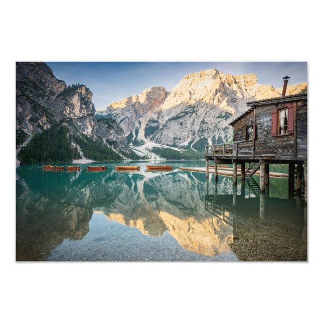 Lago di Braies in the Dolomites in Italy Photo Print (Front)