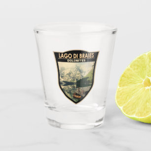 Lago di Braies Italy Travel Art Vintage Shot Glass