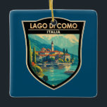 Lago di Como Italia Travel Art Badge Ceramic Ornament<br><div class="desc">Lake Como vector art design. Lake Como,  in Northern Italy’s Lombardy region,  is an upscale resort area known for its dramatic scenery,  set against the foothills of the Alps.</div>