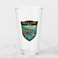 Lago di Como Italia Travel Art Badge
