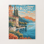 Lago di Como Italia Travel Art Vintage Jigsaw Puzzle<br><div class="desc">Lake Como vector art design. Lake Como,  in Northern Italy’s Lombardy region,  is an upscale resort area known for its dramatic scenery,  set against the foothills of the Alps.</div>