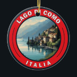 Lago di Como Italy Badge Ceramic Tree Decoration<br><div class="desc">Lake Como vector art design. Lake Como,  in Northern Italy’s Lombardy region,  is an upscale resort area known for its dramatic scenery,  set against the foothills of the Alps.</div>