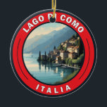 Lago di Como Italy Badge Ceramic Tree Decoration<br><div class="desc">Lake Como vector art design. Lake Como,  in Northern Italy’s Lombardy region,  is an upscale resort area known for its dramatic scenery,  set against the foothills of the Alps.</div>