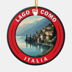 Lago di Como Italy Badge Ceramic Tree Decoration