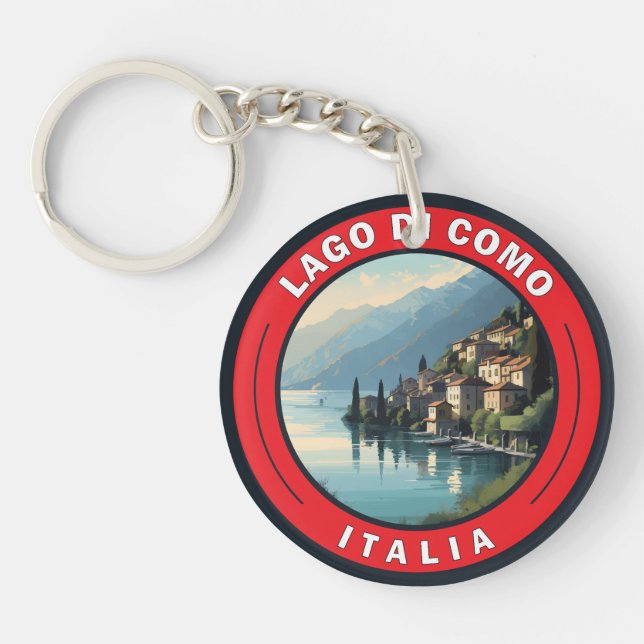 Lago di Como Italy Badge Key Ring (Front)