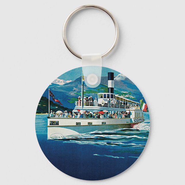 Lago Di Como Italy Vintage Travel Keychain (Front)