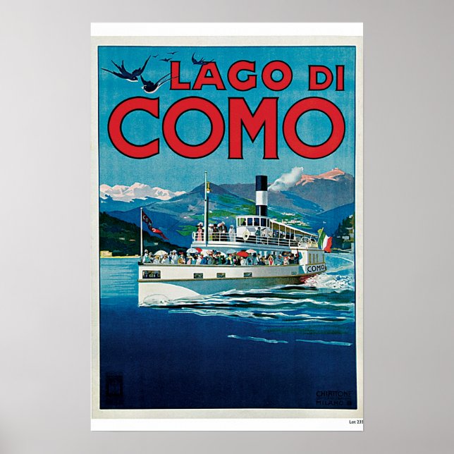 Lago Di Como Vintage Travel Poster (Front)
