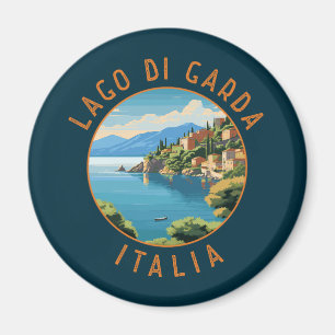 Lago di Garda Italia Retro Distressed Circle Magnet