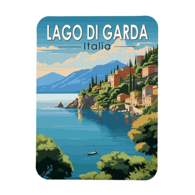 Lago di Garda Italia Travel Art Vintage Magnet (Vertical)