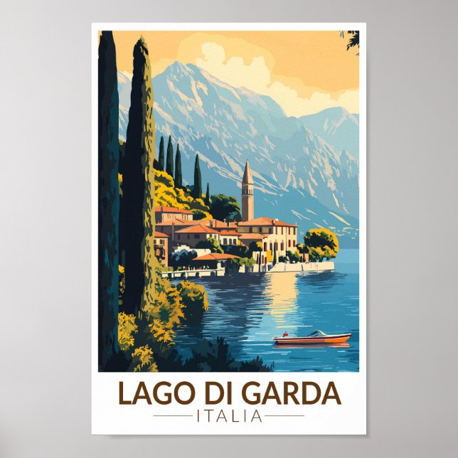 Lago di Garda Italia Travel Art Vintage Poster (Front)