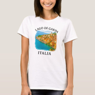 Lago di Garda Italia Watercolor Scenic View T-Shirt