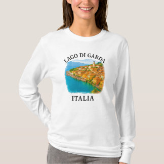 Lago di Garda Italia Watercolor Scenic View T-Shirt