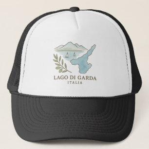 Lago di Garda Italy Map Art – Minimalist Travel Trucker Hat