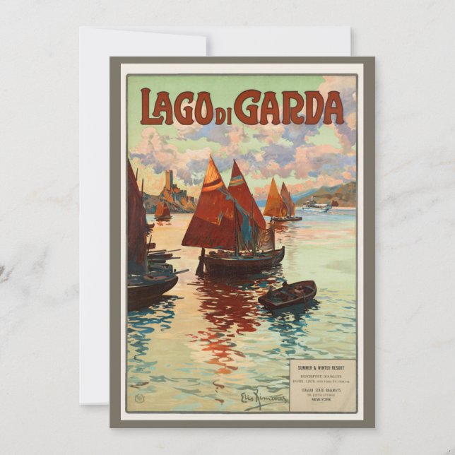 Lago di Garda, Lake Garda, Italy Vintage Travel, L (Front)