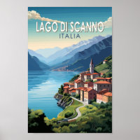 Lago di Scanno Italia Travel Art Vintage