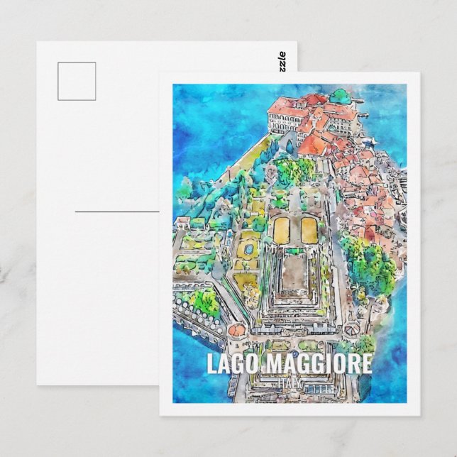 Lago Maggiore Italy Famous Travel Place Watercolor Postcard (Front/Back)