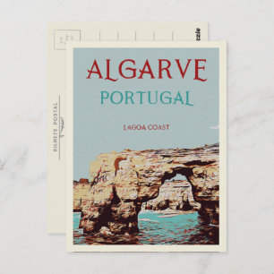 Lagoa coast illustration Algarve Portugal Postcard