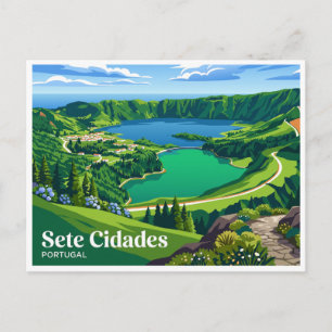 Lagoa das Sete Cidades Viewpoint Portugal Postcard