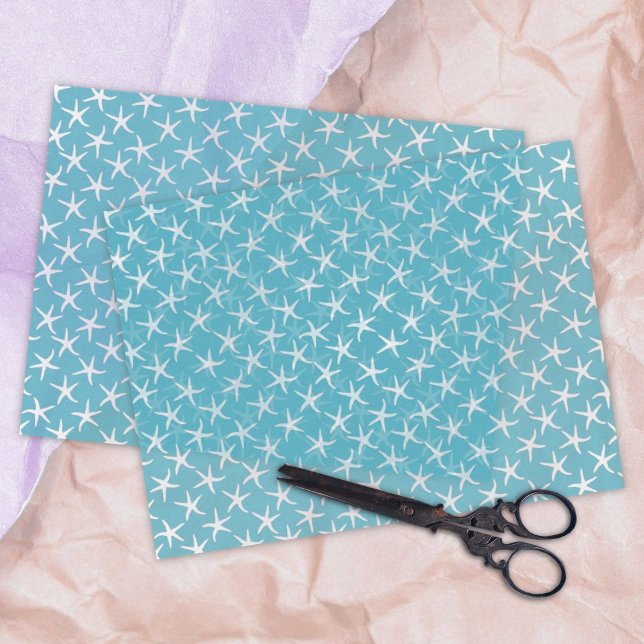 Lagoon Blue Starfish Pattern Tissue Paper (Creator Uploaded)